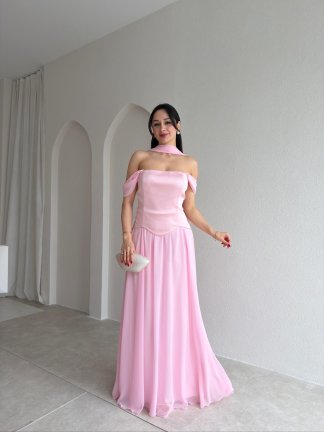 KRİSTOF Maxi Elbise 5113 - Pembe - 1