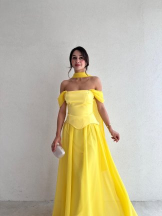 KRİSTOF Maxi Elbise 5113 - Sarı 