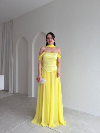 KRİSTOF Maxi Elbise 5113 - Sarı 