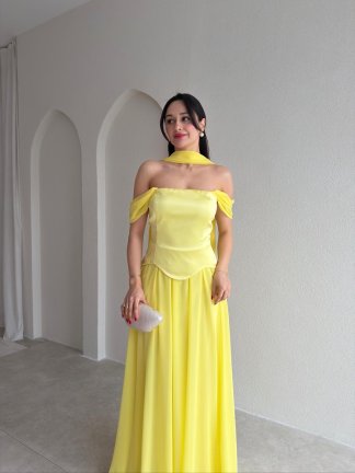 KRİSTOF Maxi Elbise 5113 - Sarı - 2