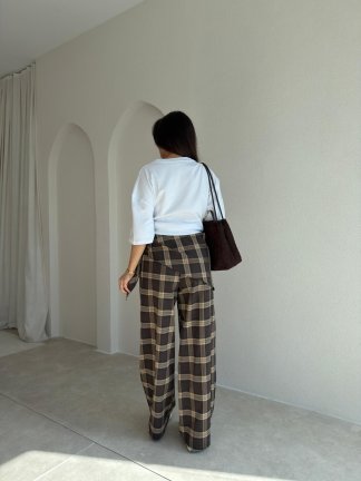 KUROX Şallı Pantolon 6870 - Kahverengi - 3