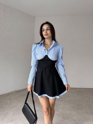 Kuşaklı Mini ODELLA Elbise 2024 - Siyah - 1