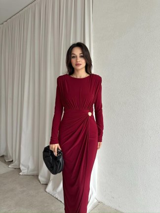 KYLİE Maxi Elbise 8464 - Bordo 