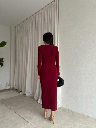 KYLİE Maxi Elbise 8464 - Bordo - 3
