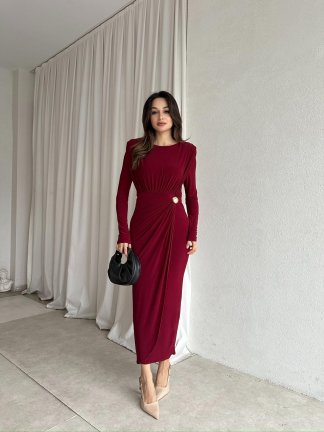 KYLİE Maxi Elbise 8464 - Bordo - 2