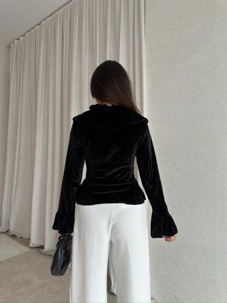 LABEL Kadife Bluz 8765 - Siyah - 4