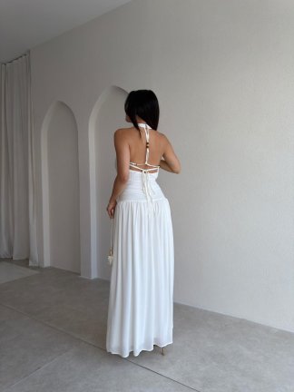 LADONİA Maxi Elbise 3058 - Beyaz - 3