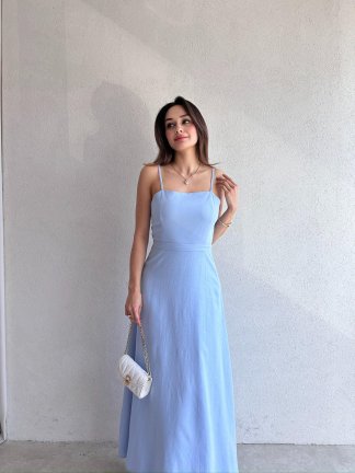 LAMBORN Maxi Elbise 9690 - Mavi 