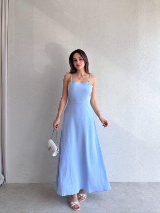 LAMBORN Maxi Elbise 9690 - Mavi - 2