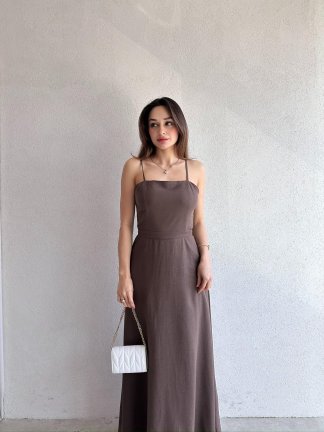 LAMBORN Maxi Elbise 9690 - Acı Kahve 