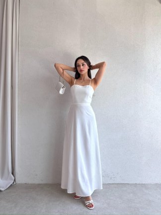 LAMBORN Maxi Elbise 9690 - Beyaz - 2