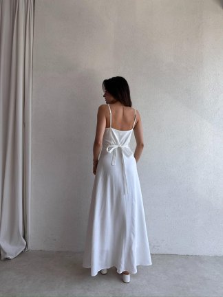 LAMBORN Maxi Elbise 9690 - Beyaz - 3