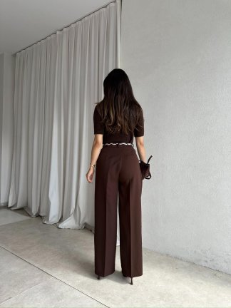 LAMİRA Kemerli Pantolon 8588 - Acı Kahve - 4