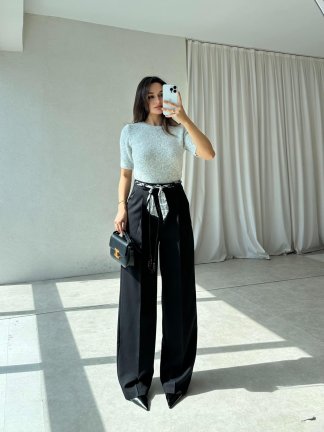  LAMİRA Kemerli Pantolon 8588 - Siyah 