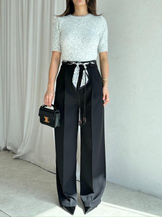  LAMİRA Kemerli Pantolon 8588 - Siyah - 2