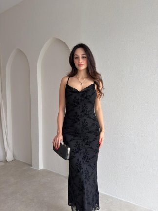 LANDES Midi Elbise 9030 - Siyah - 2