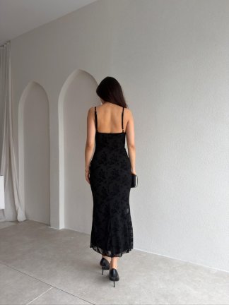 LANDES Midi Elbise 9030 - Siyah - 3