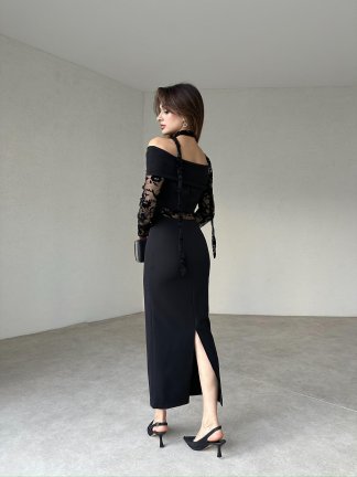LARİSSA Maxi Elbise 4677 - Siyah - 5