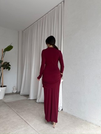 LARKİN Maxi Elbise 8404 - Bordo - 4