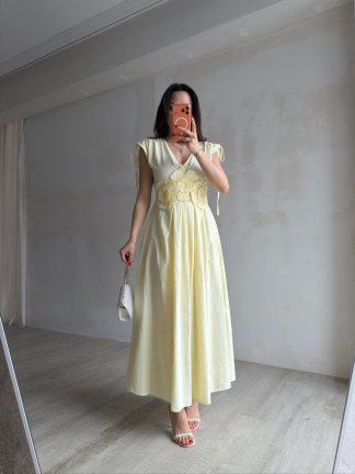 LARRY Midi Elbise 6523 - Sarı - 3