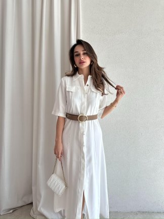 LARY Midi Elbise 6535 - Beyaz 