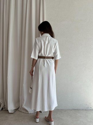 LARY Midi Elbise 6535 - Beyaz - 3