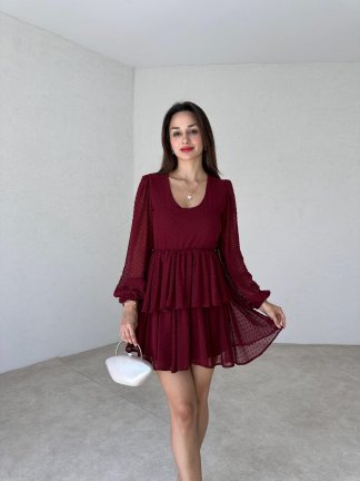 LASPE Mini Elbise 3012 - Bordo - 1