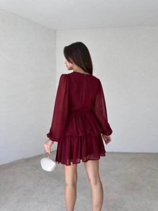 LASPE Mini Elbise 3012 - Bordo - 3