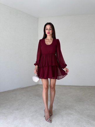 LASPE Mini Elbise 3012 - Bordo - 2