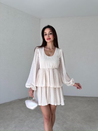 LASPE Mini Elbise 3012 - Krem - 1