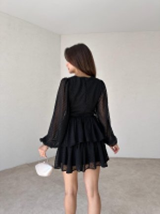 LASPE Mini Elbise 3012 - Siyah - 3