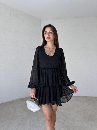 LASPE Mini Elbise 3012 - Siyah 