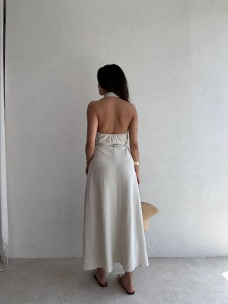 LATEC Maxi Elbise 6459 - Bej - 3