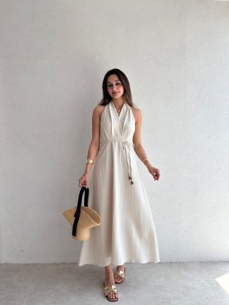 LATEC Maxi Elbise 6459 - Bej - 2
