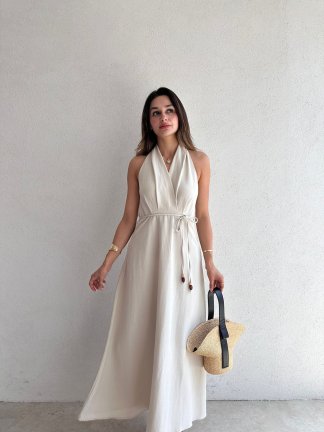 LATEC Maxi Elbise 6459 - Bej - 1