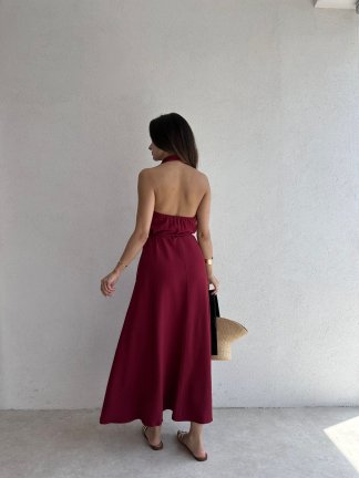 LATEC Maxi Elbise 6459 - Bordo - 3