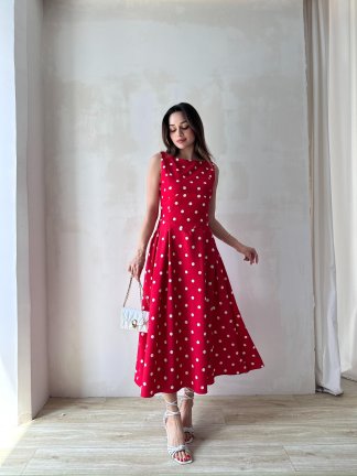 LATTE Midi Elbise 6536 - Kırmızı - 3