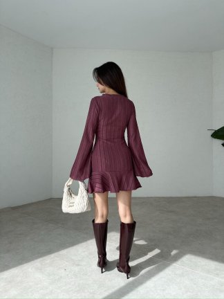 LAURENT Mini Elbise 8282 - Gül Kurusu - 3