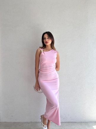LAVENDER Maxi Elbise 9463 - Pembe - 1