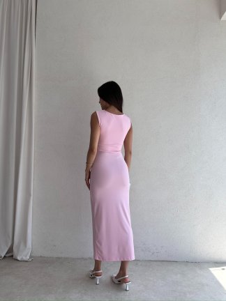 LAVENDER Maxi Elbise 9463 - Pembe - 3