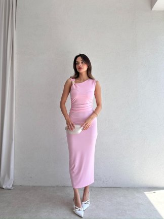 LAVENDER Maxi Elbise 9463 - Pembe - 2