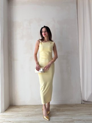 LAVENDER Maxi Elbise 9463 - Sarı - 2