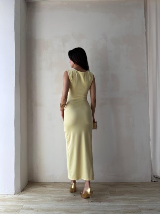 LAVENDER Maxi Elbise 9463 - Sarı - 3