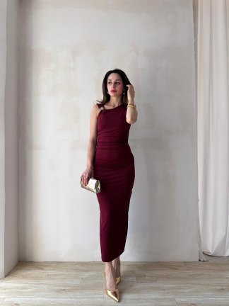 LAVENDER Maxi Elbise 9463 - Bordo - 2