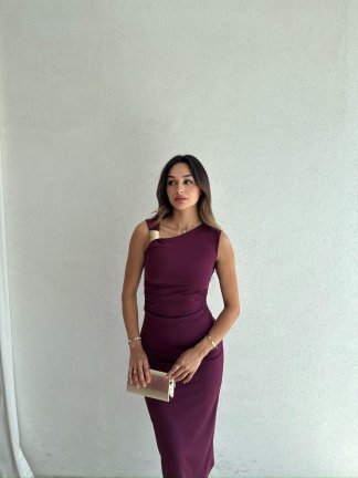 LAVENDER Maxi Elbise 9463 - Mürdüm 