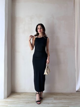 LAVENDER Maxi Elbise 9463 - Siyah - 3