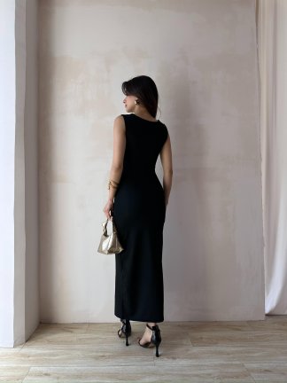 LAVENDER Maxi Elbise 9463 - Siyah - 4