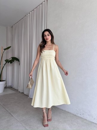 LAWRENCE Midi Elbise 8859 - Sarı - 2