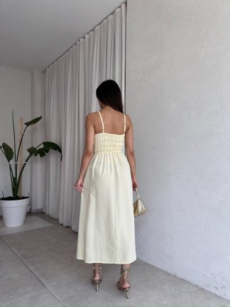 LAWRENCE Midi Elbise 8859 - Sarı - 3