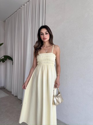 LAWRENCE Midi Elbise 8859 - Sarı - 1